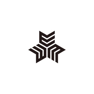 E harfi okları, geometrik işaretler basit logo vektörü