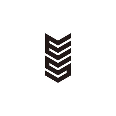 E ve S harfi oku, işaretçi geometrik sembol basit logo vektörü