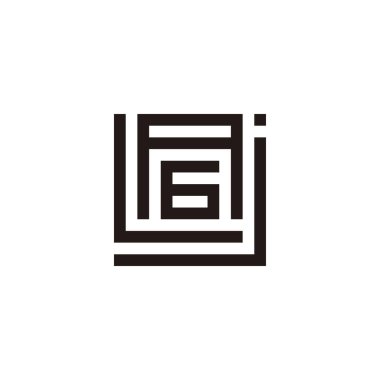 J, L, A harfi ve 6 numaralı geometrik sembol basit logo vektörü