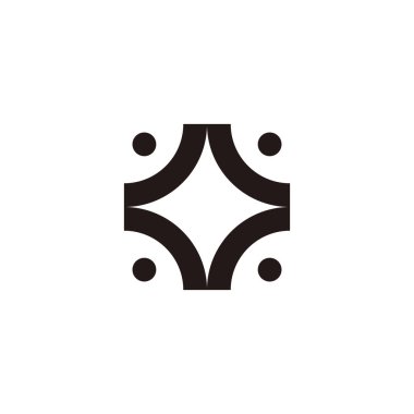 Takım çalışması, dört geometrik sembol basit logo vektörü