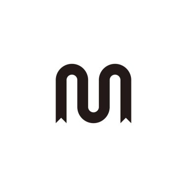 M harfi kurdelesi, eğri geometrik sembol basit logo vektörü