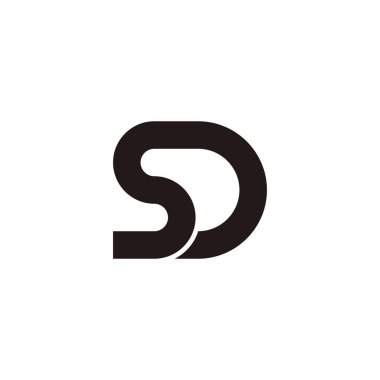 SD harfi ana hatları, geometrik eğri basit logo vektörü