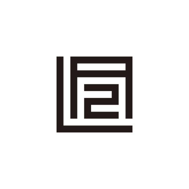 L harfi, A ve 2 numara, kare geometrik sembol basit logo vektörü