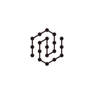 N harfi altıgen, moleküller, işaretçi geometrik sembol basit logo vektörü