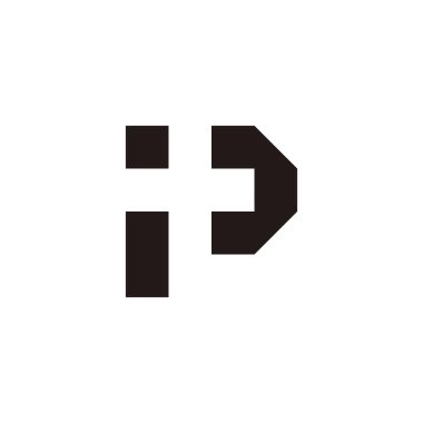 Letter P plus, square geometric symbol simple logo vector