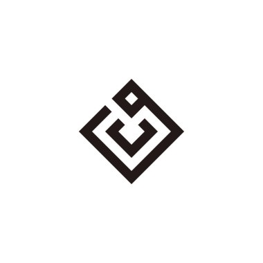 G ve u kare geometrik sembolü basit logo vektörü