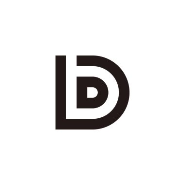 bD Db D harfi dış hat, eğri geometrik sembol basit logo vektörü