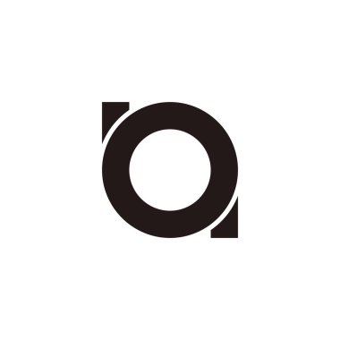 Harf b, q ve o çember, özet geometrik sembol basit logo vektörü