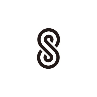 Harfler veya 8 numara, çift çizgi geometrik sembolü basit logo vektörü