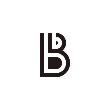 B harfinde b harfi, geometrik sembolün ana hatları basit logo vektörü