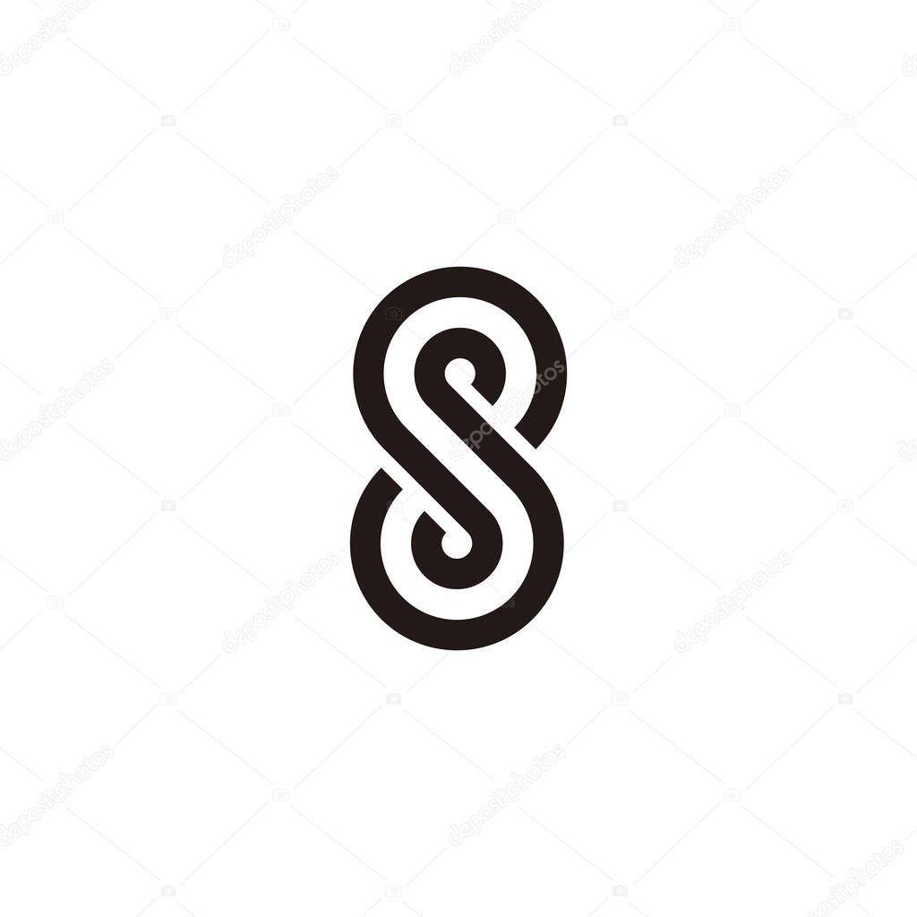 Letter s or number 8, double line geometric symbol simple logo vector