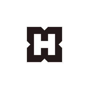 H harfi kelebek, kare geometrik sembol basit logo vektörü