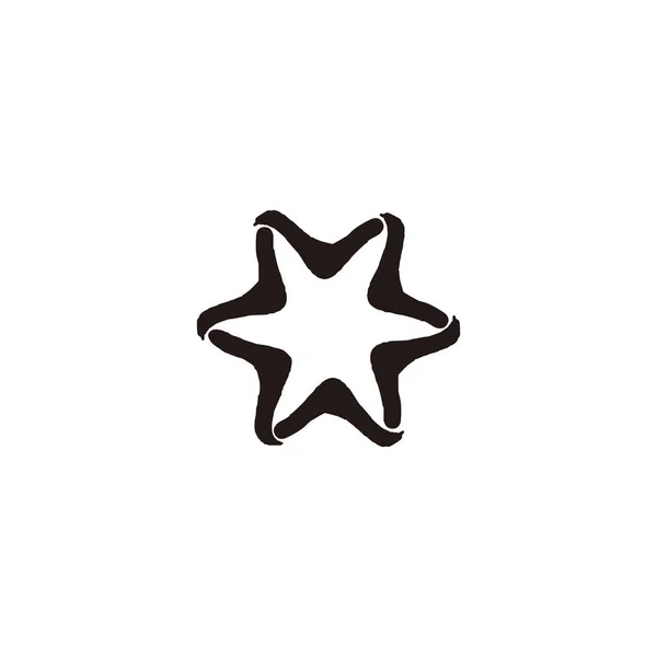 Seis Estrellas Símbolo Geométrico Redondeado Simple Logo Vector — Archivo Imágenes Vectoriales