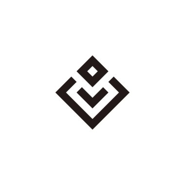 U, V ve O kare geometrik sembolü basit logo vektörü
