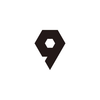 Elmas numarası 9 geometrik sembol basit logo vektörü