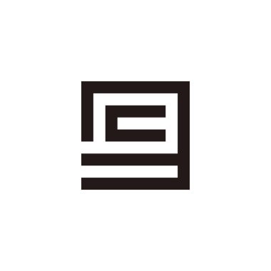 C harfi 3, kare geometrik sembol basit logo vektörü