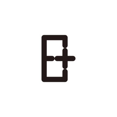 E harfi artı, eğri kare geometrik sembol basit logo vektörü