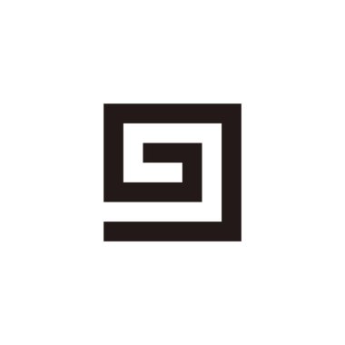 G harfi yuvarlak, kare geometrik sembol basit logo vektörü