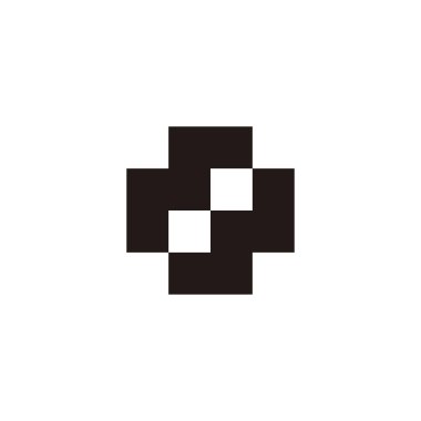 W ve M harfi artı, kare geometrik sembol basit logo vektörü