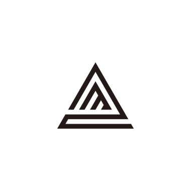 2 'de m harfi, üçgen geometrik sembol basit logo vektörü