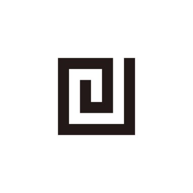 J harfi kare, yuvarlak geometrik sembol basit logo vektörü