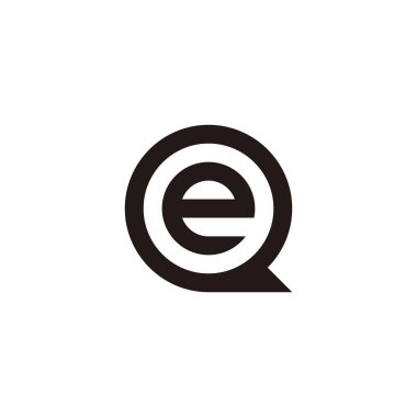Q harfinde e harfi, daire geometrik sembol basit logo vektörü