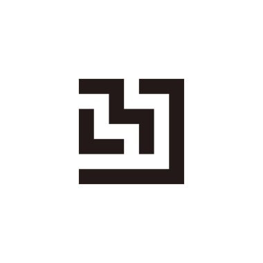 L harfi, M ve J kare geometrik sembol basit logo vektörü