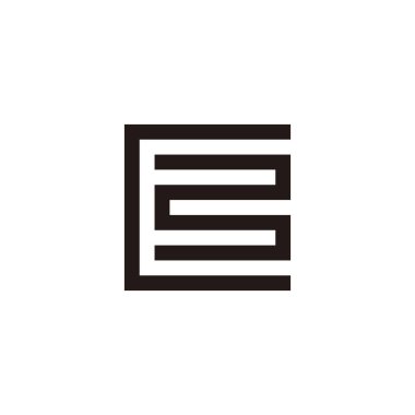 C harfi numara 3 kare, eğri geometrik sembol basit logo vektörü