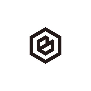 B harfi 0, altıgen geometrik sembol basit logo vektörü