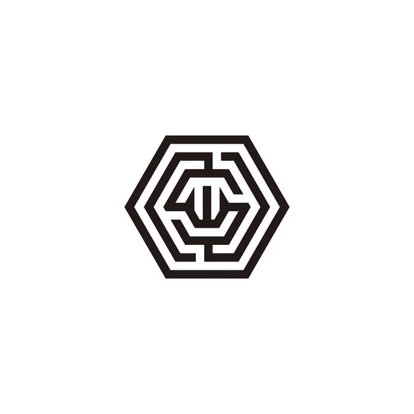 Lettera Simbolo Geometrico Esagonale Semplice Vettore Logo — Vettoriale Stock