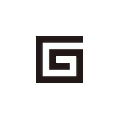 G harfi kare, yuvarlak geometrik sembol basit logo vektörü