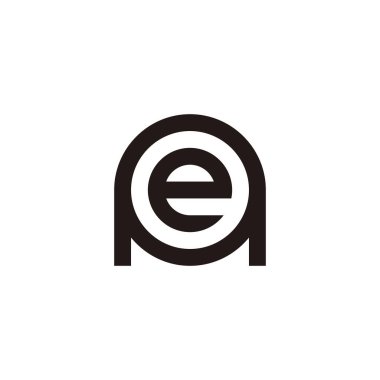 Letter e in A, circle geometric symbol simple logo vector