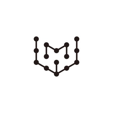 W ve M harfleri, moleküller geometrik semboller basit logo vektörü