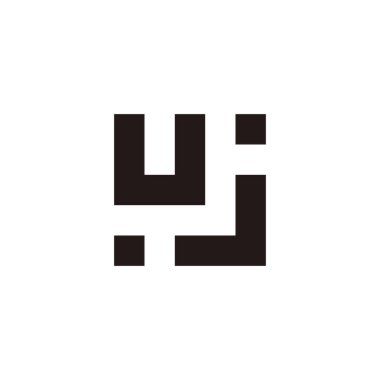 Harf u ve j kare geometrik sembol basit logo vektörü