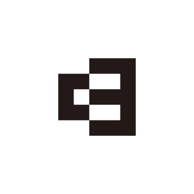 C harfi numara 3 kare, çizgili geometrik sembol basit logo vektörü