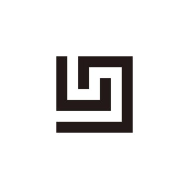 Harf L ve J kare geometrik sembol basit logo vektörü