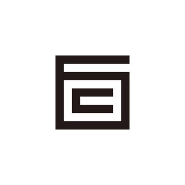 C harfi 6, kare geometrik sembol basit logo vektörü