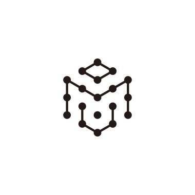 U harfi, M ve O altıgen, moleküller geometrik sembol basit logo vektörü