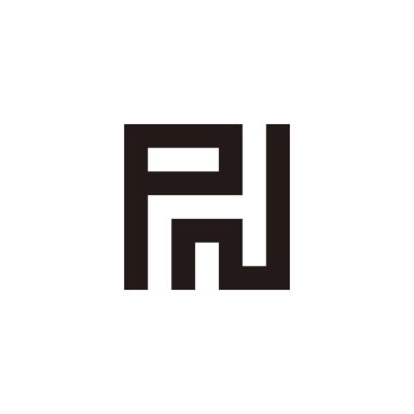 P harfi ve N kare geometrik sembol basit logo vektörü