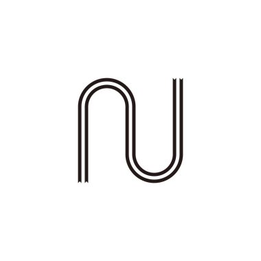 Harf N kurdelesi, eğri çizgileri geometrik sembol basit logo vektörü