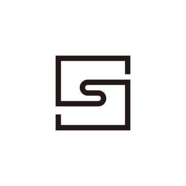 Harf eğrisi, kare yuvarlak geometrik sembol basit logo vektörü