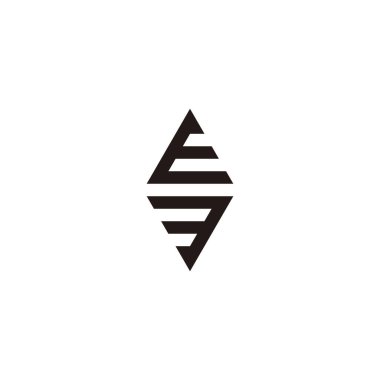 E harfi numara 3 değerli geometrik sembol basit logo vektörü