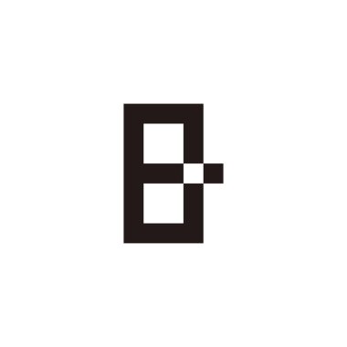 E harfi numara 8 kare geometrik sembol basit logo vektörü