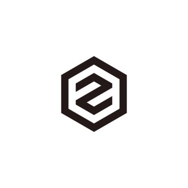 O 'daki Z harfi, altıgen geometrik sembol basit logo vektörü