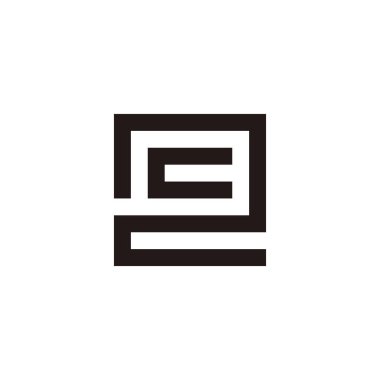 2 'deki c harfi, kare geometrik sembol basit logo vektörü