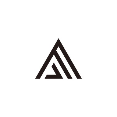 Letter F and J triangle geometric symbol simple logo vector
