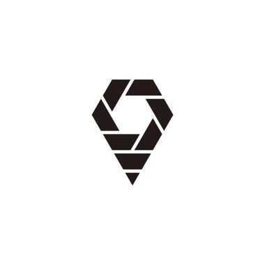 Konum, katlama, kağıt geometrik sembol basit logo vektörü