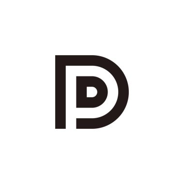 Letter D, P, D outline geometric simple symbol logo vector