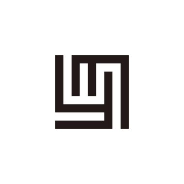 Letter y and m square, line geometric simple symbol logo vector