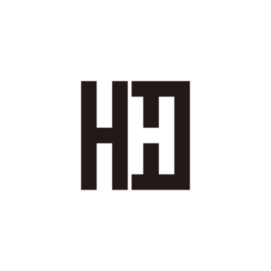 Letter HH square, outline geometric simple symbol logo vector